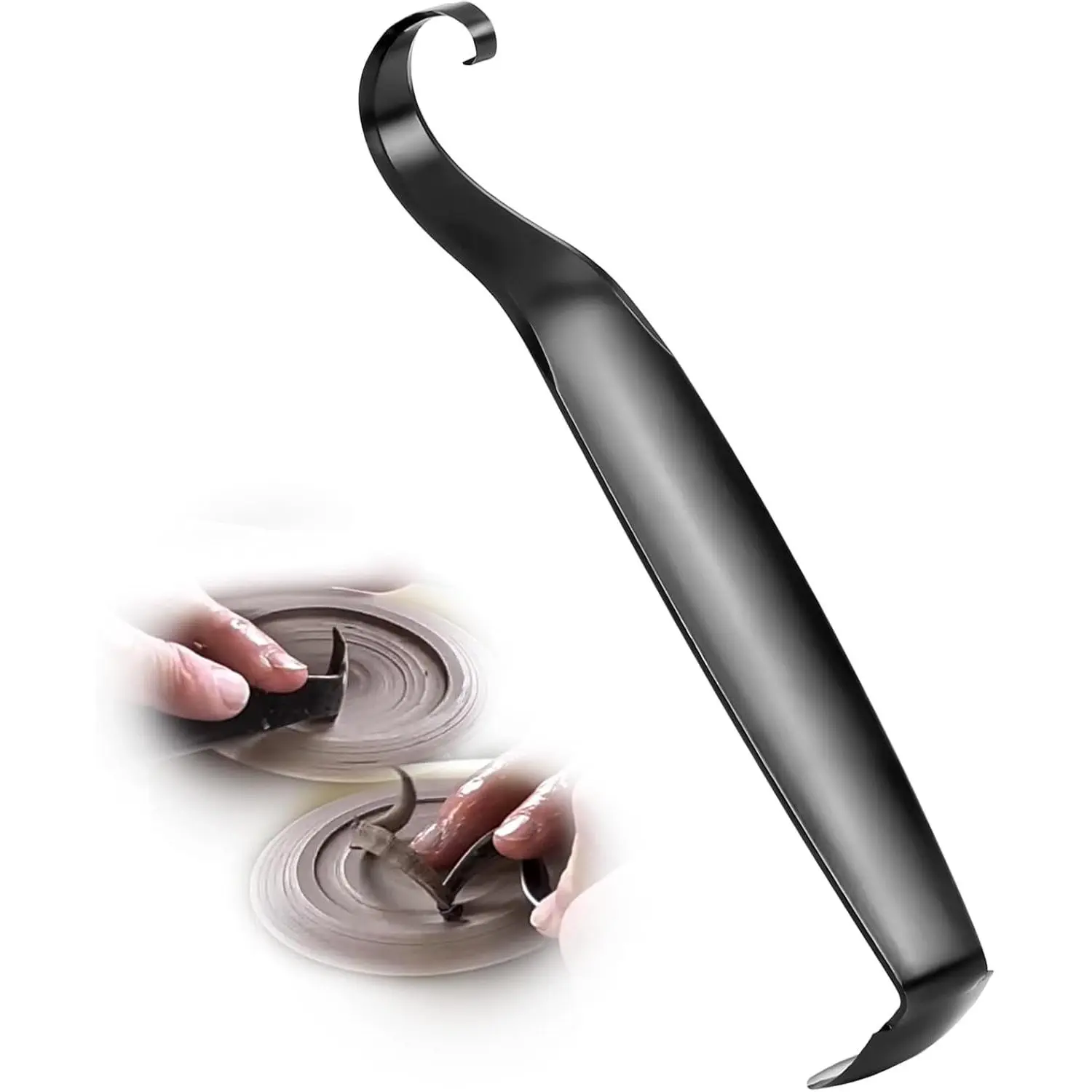 Versatile pottery trimming tool — sharpened pottery tool for potters, double-ended clay trimming tool for ceramics, 1 piece, black