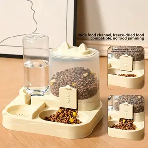 Automatic Cat Feeder Bowl, Dual Function Food and Water Dispenser, Anti-Tip Design, Portable Pet Waterer, Ideal for Cats and Dogs