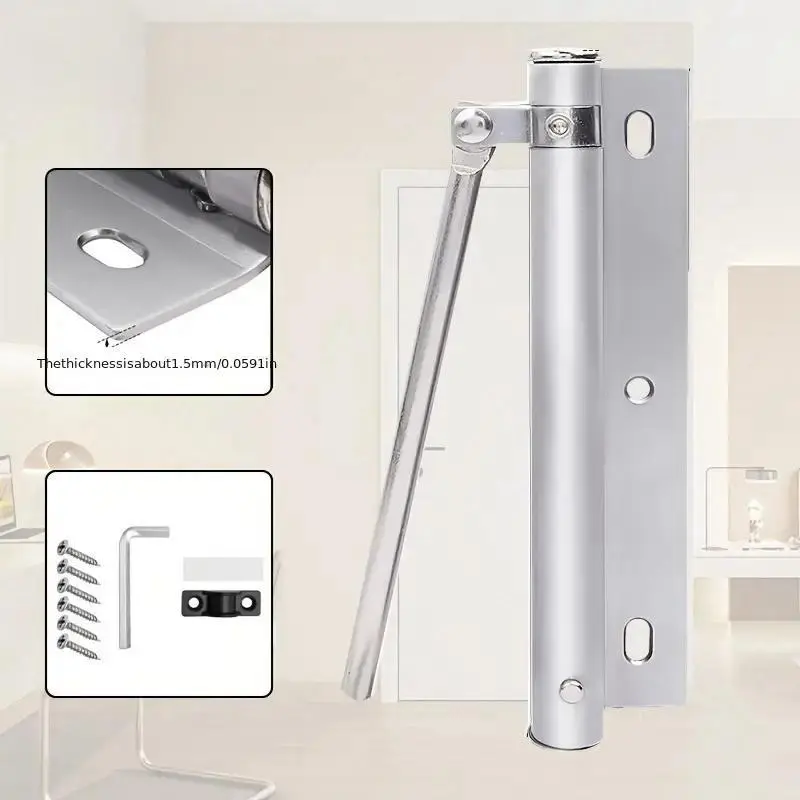 400 Series Stainless Steel Automatic Door Closer, Adjustable Spring, Silent Operation, Hidden Closing Mechanism for Residential Use, Door Hardware, Door Closers Commercial
