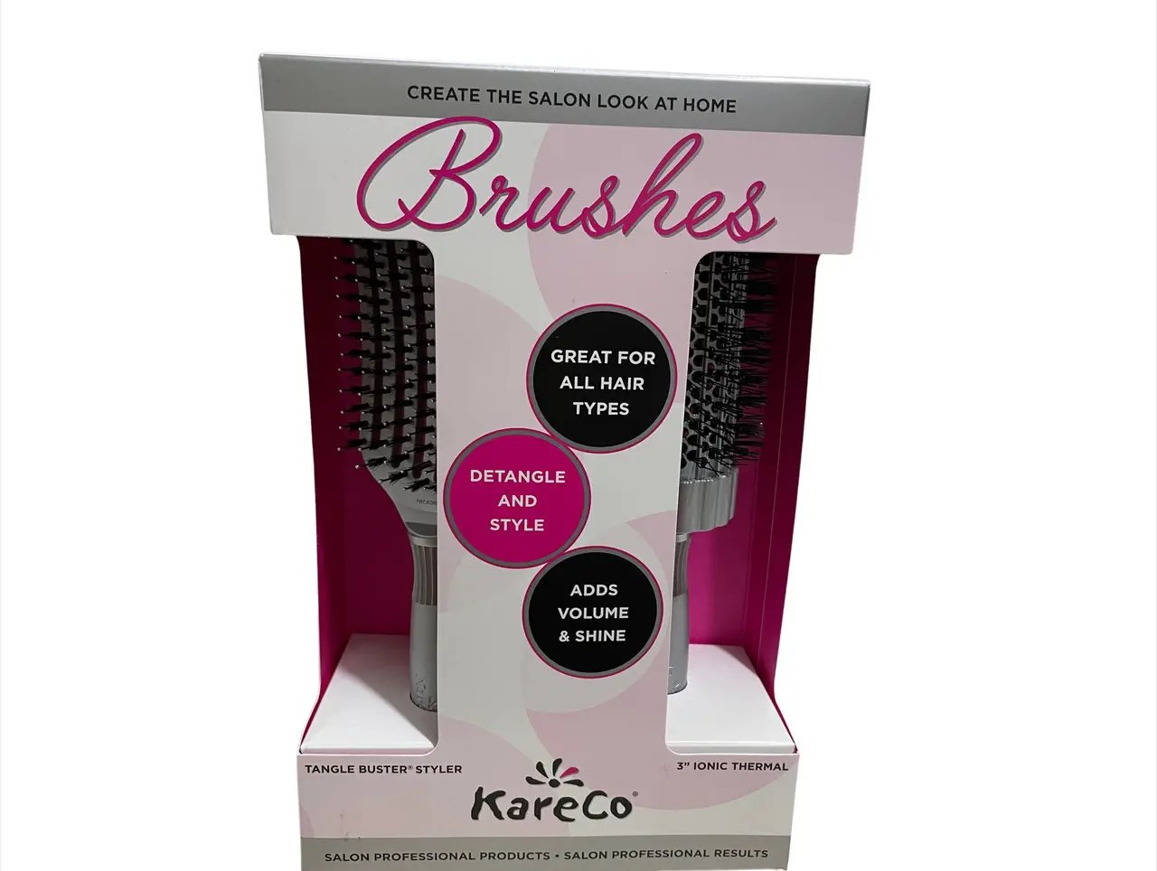 KareCo Tangle Buster Detangler & Small Round Ceramic Thermal Hair Brush Set
