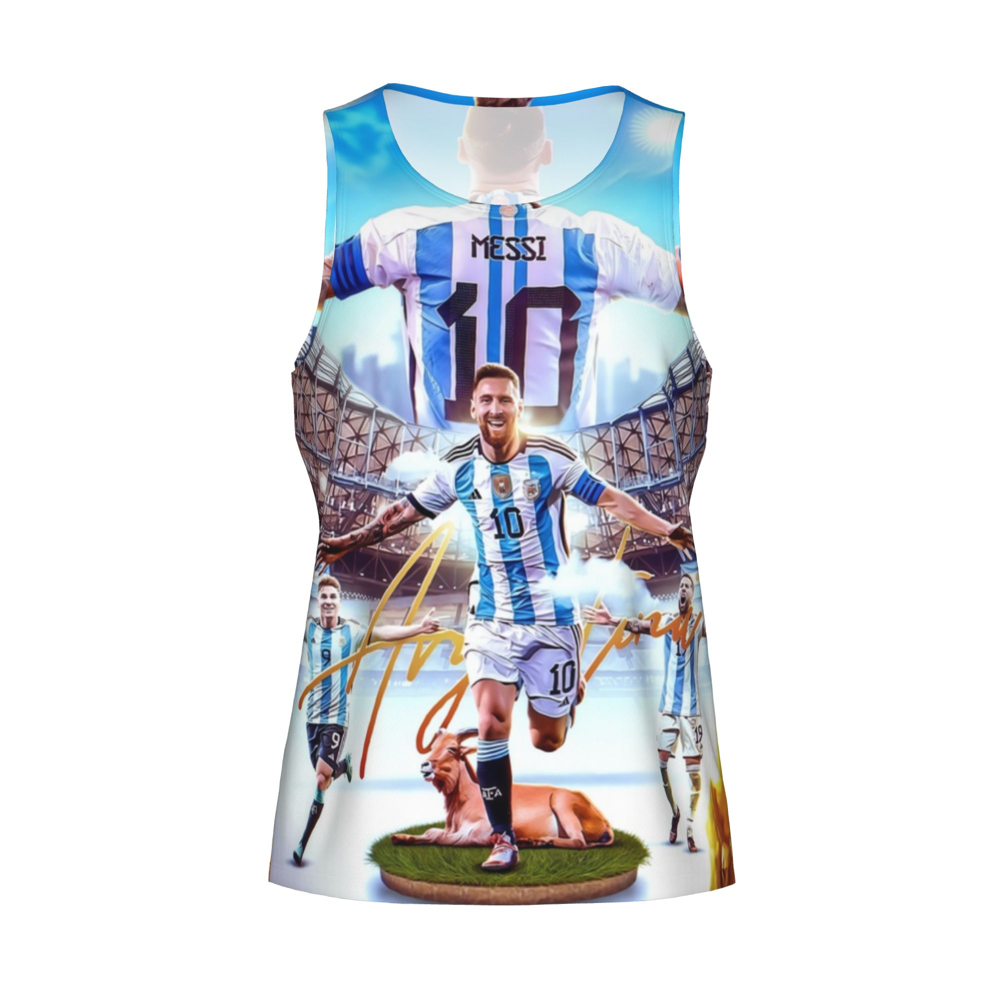 3 Time World Champion Messi Argentina Tank | Los Campeones Del Mundo Vest