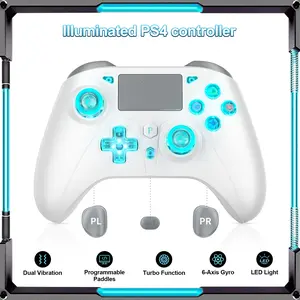 Wireless Controller for PS4, PS4 Pro, PS4 Slim with RGB Light, Turbo Function & Programmable Back Paddles – 1000mAh Fast Charging, 6-Axis Gyro, Dual Vibration, 3.5mm Audio Jack, 15H Game Time