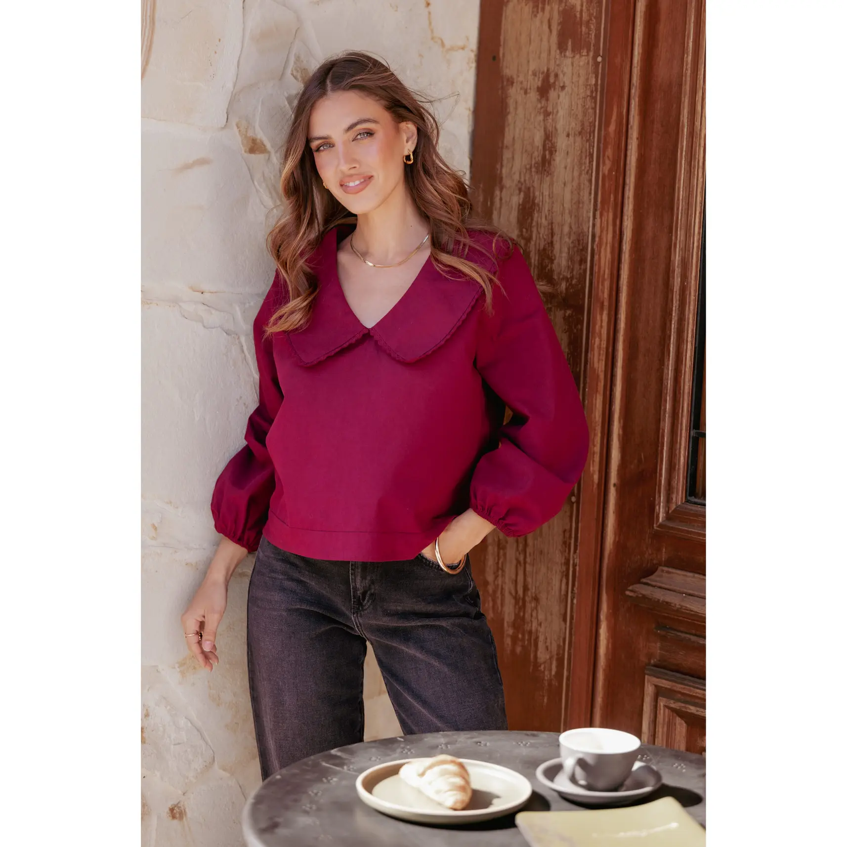 Kenna Long Sleeve Top - Burg