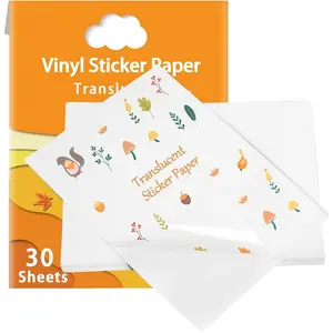 Printable Vinyl Sticker Paper for Your Inkjet Printer - 8.5 x 11 Inches 30 Sheets Translucent   Sticker Paper - Dries  and Holds Ink Beautifully