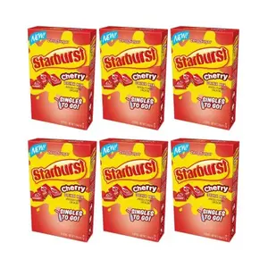 Starburst Singles To Go Powdered Drink Mix, Cherry, 6 Boxes with 6 Packets Each - 36 Total Servings, Sugar-Free Drink Powder, Just Add Water, 6 count (Pack of 6)