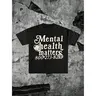 Unisex 'Mental Health Matters' Graphic T-Shirt, Vintage Distressed Mental Health Awareness Print with Support Hotline Design, 100% Cotton Oversized Crew Neck Tee, Short Sleeve Retro Streetwear Top for Mental Health Advocates & Self Care Enthusiasts