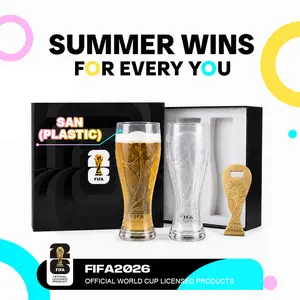 【FIFA WORLD CUP 2026 】Gift Set（Not Glass） 17oz Shatterproof Trophy Pilsner Plastic Beer Cup&Trophy-Shaped Bottle Opener 3-day delivery Perfect for soccer Fans & Parties Summer wins Father`sday gift