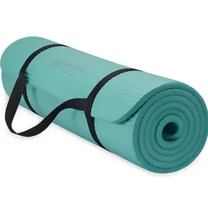 Thick yoga mat for fitness and exercise, with easy-to-adjust carrying strap, 72 inches long x 24 inches wide x 2/5 inches thick