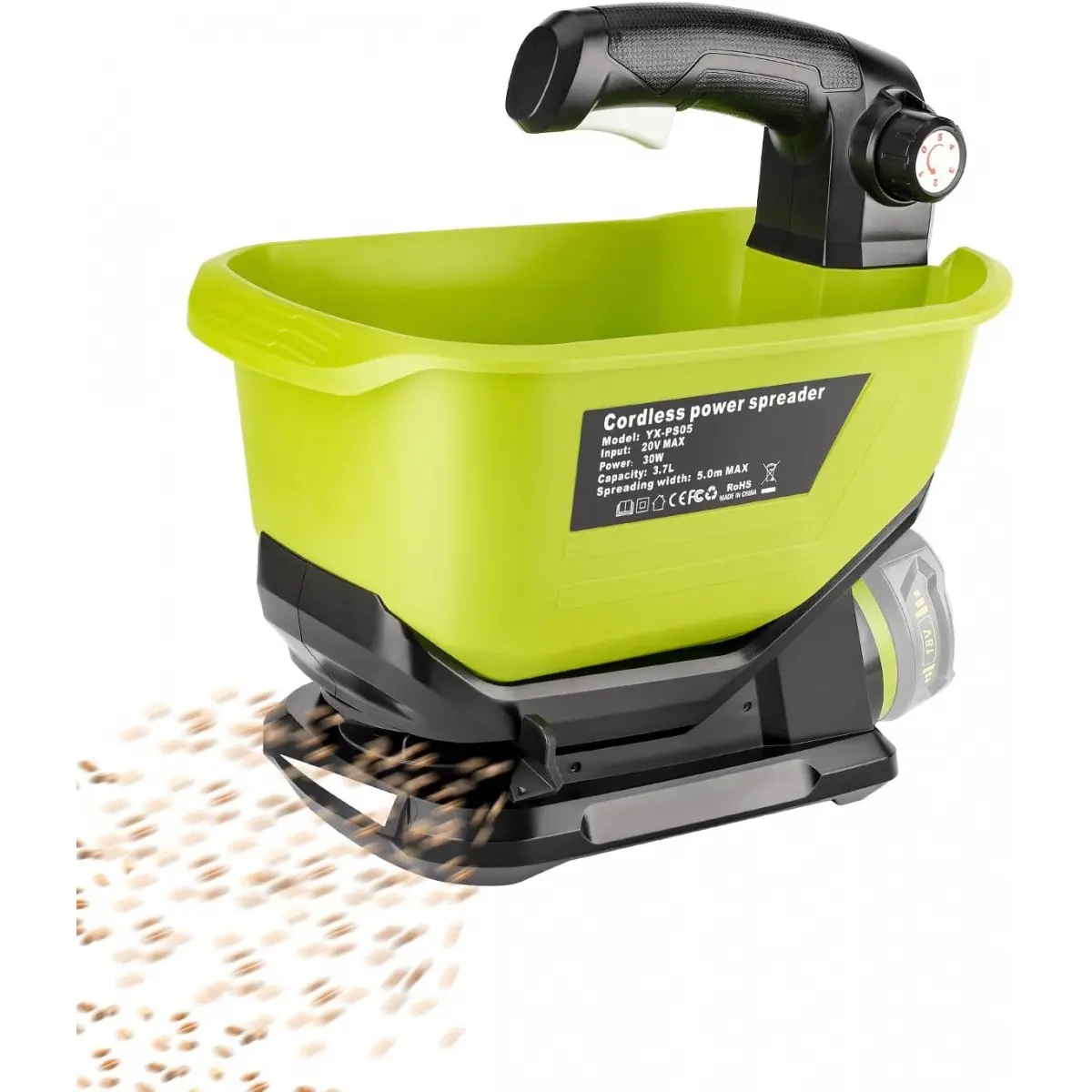 Handheld Salt Spreader for 18v Battery, Year-Round Use for Lawns, Spreads Grass Seeds Fertilizer Rock Salt and Ice Melt (Battery Not Included)