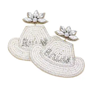 BRIDE Beaded Cowboy Hat Earrings - Perfect for Bridal Shower Gifts