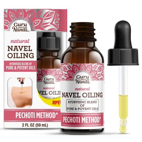 GuruNanda Navel Oiling – Ayurvedic Belly Button Oil with Castor, Neem & Vitamin E - Supports Digestion, Detox, Hydration & Stress Relief - 2 fl oz