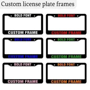 Set of two customizable license plate frames with personalized text and numbers, perfect for decorating vehicle license plates. Dimensions: 31cm x 16cm (12.2 x 6.3 inches).