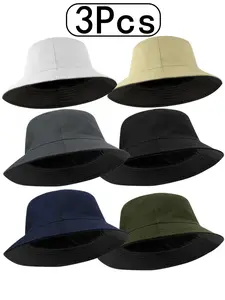 3Pcs-Double-Sided Summer Fisherman Hat for Men and Women, Stylish Sun Hat with Two Color Choices, Casual Outdoor UV Protection Bucket Hat