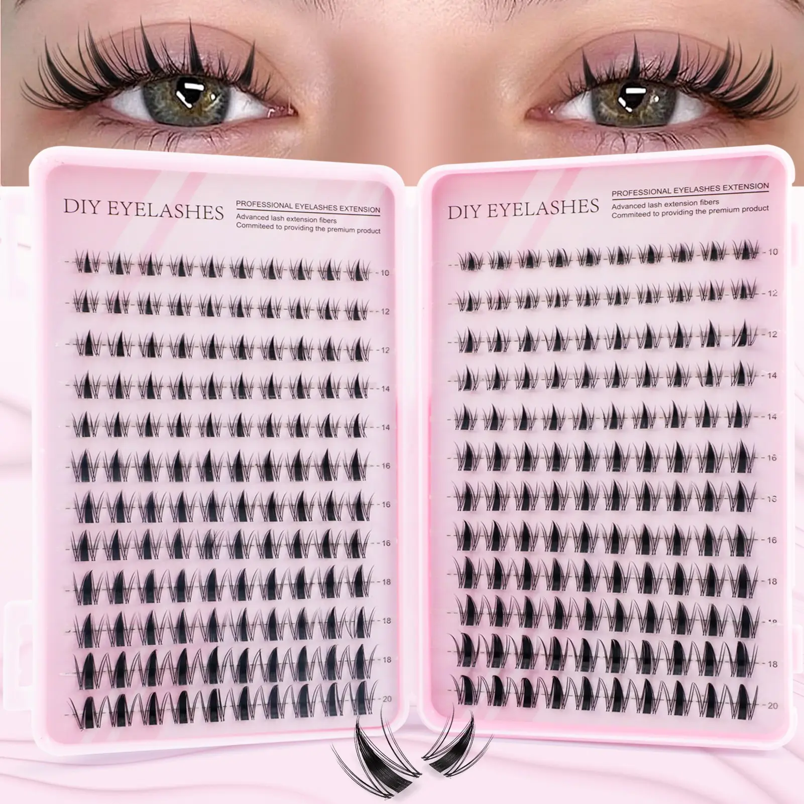 240PCS false eyelash cluster, Eyelash Cluster Set, False Eyelashes Extensions, False Lashes, soft and comfortable, anime eyelashes, Volume Lash, C curl, mixed length of 10-20mm, suitable for novice household extension, daily stage makeup, reusable
