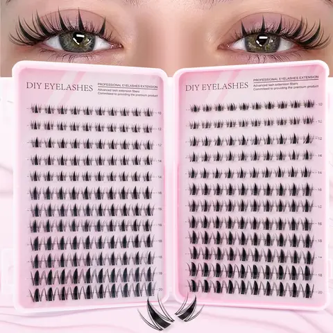 240PCS false eyelash cluster, Eyelash Cluster Set, False Eyelashes Extensions, anime eyelashes, Voluminous false eyelashes, Volume Lash, C curl, mixed length of 10-20mm, suitable for novice household extension, daily stage makeup, reusable