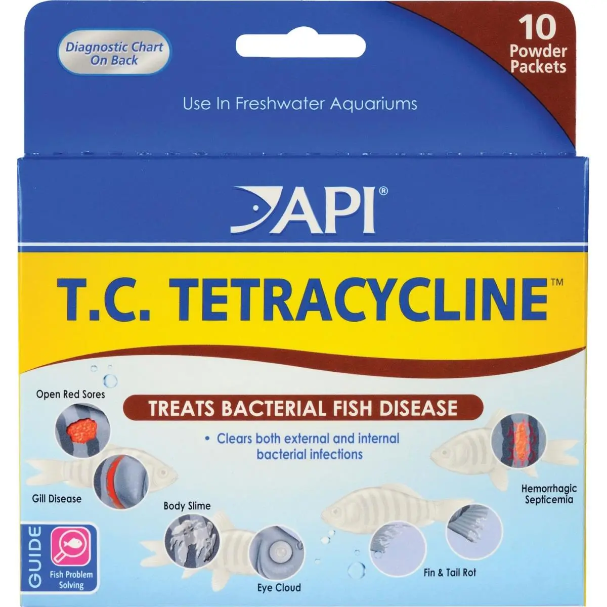 API AP16017 Fin & Body Cure Anti-Bacterial Fish Medication, Powder - 10 Count