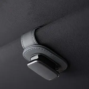 2026 Sunglasses Holder for Car Universal Visor Sunglasses Holder Clip PU Leather Eyeglasses Hanger and Ticket Card Clip Eyeglasses Mount for Car