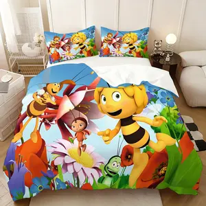 3Pcs,Maya the Bee  three-piece bedding set, soft, comfortable and skin-friendly, universal in all seasons, bedding set, no pillow core, no quilt core, suitable for bedrooms, guest rooms - (1 quilt cover + 2 pillowcases)