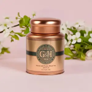 G&H Tea Floral and Fruity Black Tea - Peach Aroma & Honey-Sweet Taste - Thick Leaves - Dark Brown Strips - 100g Gold Tin - Traditional Chinese Oolong