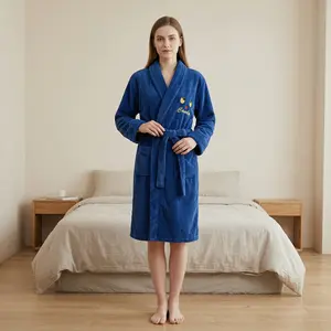 Lady's Premium Absorbent Coral Fleece Bathrobe - Shawl Collar, Ultrasoft Plush Loungewear, Terry Cloth Sleepwear for Home Spa Use, Ultrasoft Bath Towels