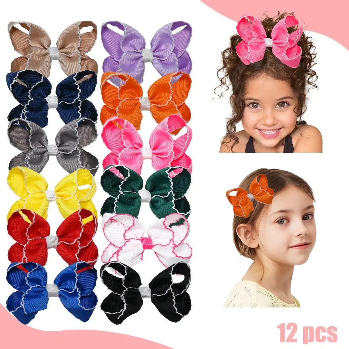 JoyBowie 12pcs High-Quality Multi-Inch Lace Bow Hair Clips, Fashionable and Trendy Bow Hair Clips, Cute Girl Hair Clips, Baby Girl Hair Accessories, Girl's Gift, New Year and Holiday Gift Hair Clips  #Summervibes