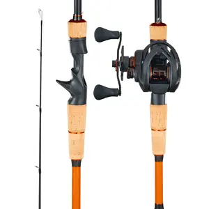 Rod and Fishing Reel Combo with IM7 Carbon Fiber Baitcasting Rod and Reel, Bass Fishing Pole Featuring 7+1 Ball Bearing System, 7.0:1 Gear Ratio, Cork Handle, Stainless Steel Guides with Ceramic Rings for Freshwater and Saltwater