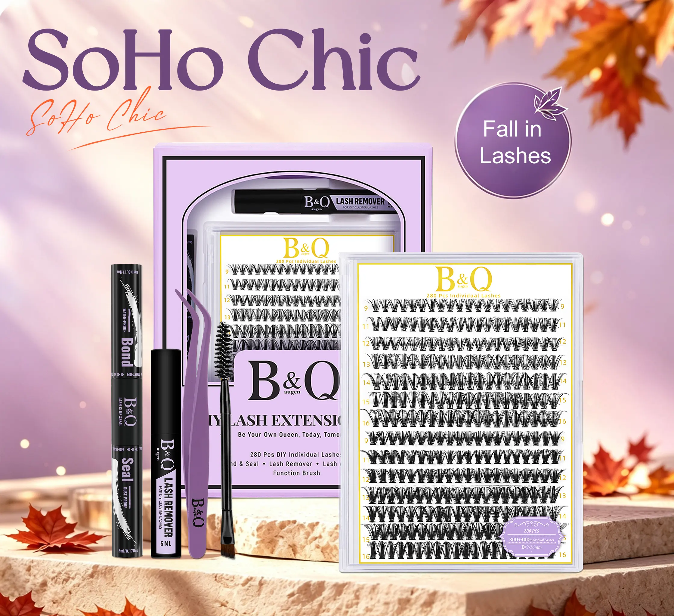 B&Q 30D+40D Lash Kit l Natural Look Long Lasting Lashes Beginner Friendly Eyelashes with Bond&Seal Remover Extensions at Home,So Tea Lash #dealsforyoudays Makeup
