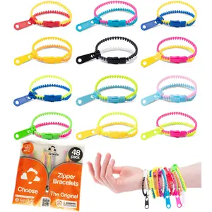 UpBrands 48 Pack Zipper Bracelets 6.5 Inches Sensory Toys Bulk Set