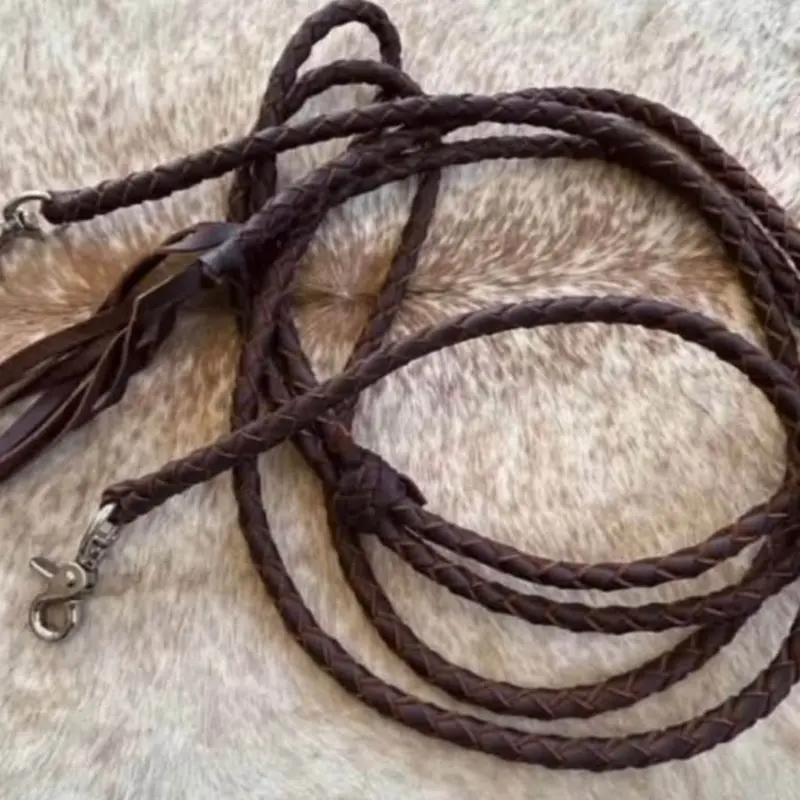 Soft and Supple Dark Oiled Braided Leather Split Reins