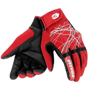 Summer Motorcycle Riding Red Gloves With Breathable Built-in Anti Fall Protection Full Finger Touch Screen Rider Motorcycle Glove Equipment