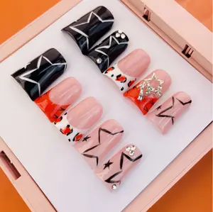 FY111-22-10 Pcs Handmade Duck Nails Millennium Armor｜Lightning Lines & Laser Stars｜Festival Bomb