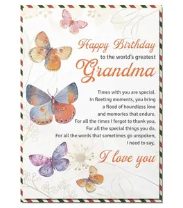 Birthday Card for Grandmother, Happy Birthday Wishes for Grandma Greeting Card with Envelope and Seal
