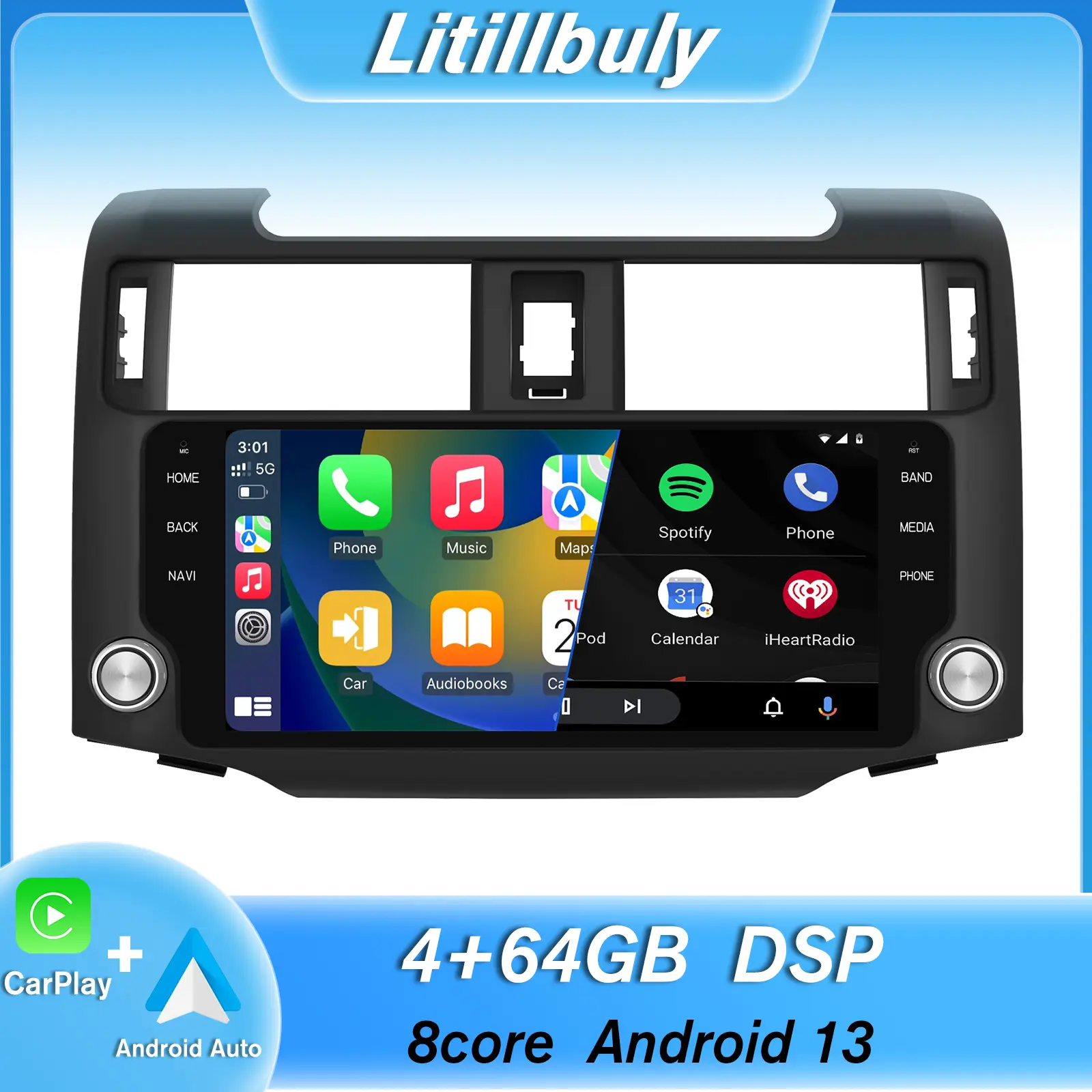 10.33" Android 13 Car Stereo for Toyota 4runner 2014-2019 touch screen has Android Auto Wireless Carplay, Bluetooth WIFI supports GPS Navigation