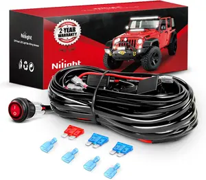 Nilight - NI -WA 06 LED Light Bar Wiring Harness Kit - 2 Leads 12V On Off Switch Power Relay Blade Fuse for Off Road Lights LED Work Light Truck