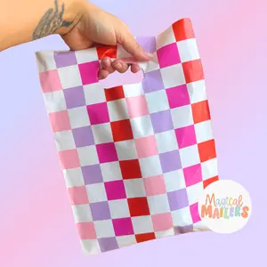 9x12" Pink Checkered Merchandise Bag