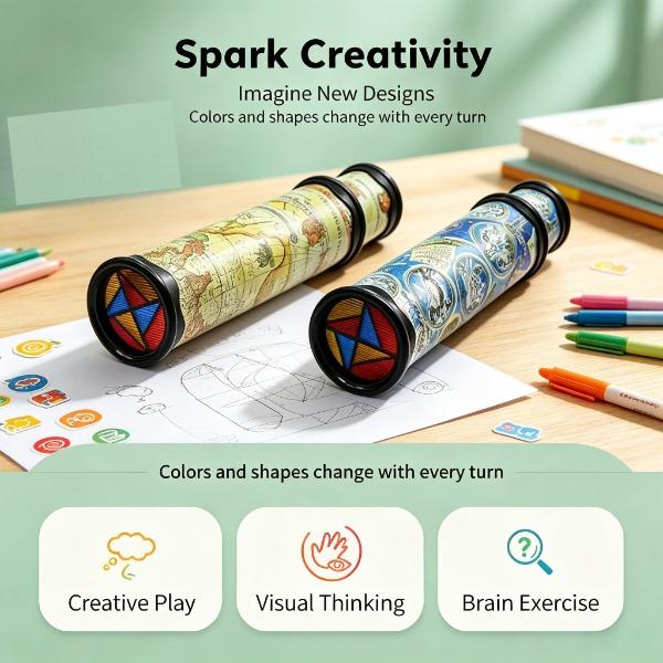Retro retractable kaleidoscope, kaleidoscope puzzle sensory toy, multifunctional pattern mini desktop toy, children's puzzle toy, party event supplies.