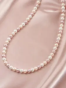 Vintage Mixed Color Shell Pearl Decorated Necklace with 925 Sterling Silver Chain, Fashion Jewelry Accessories for Women As Gift