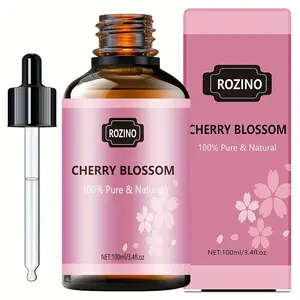 Rozino Natural Cherry Blossom Essential Oil 100ml Pure Floral Scent Oil for Face Skin Body Care and Relaxing Massage