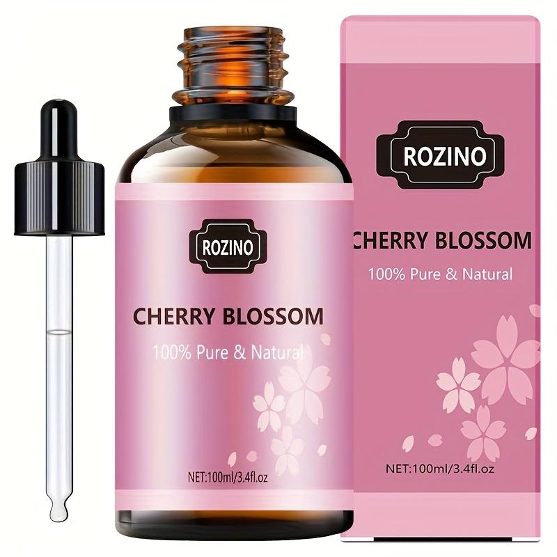 Rozino Natural Cherry Blossom Essential Oil 100ml Pure Floral Scent Oil for Face Skin Body Care and Relaxing Massage