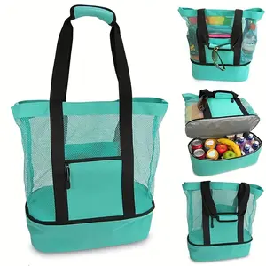 Beach Bag Picnic Bag Women's Sand-Proof Beach Bag Large Beach Pool Travel Tote Bag with Refrigerated Compartment