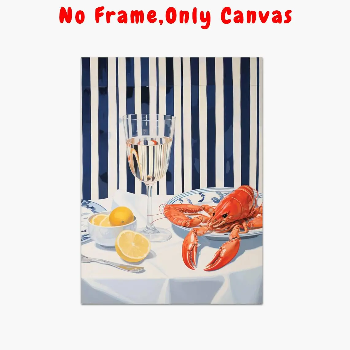 1pc, Wall arts, Canvas Wall Art, Western Wall Art, Vintage Posters, Lobster and lemon art print, living room decor, bedroom decor aesthetic, housewarming gift, unframed