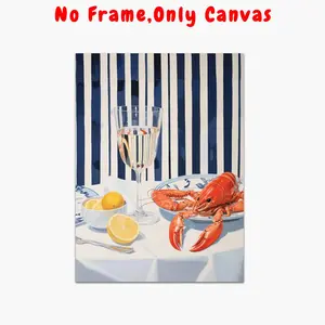 1pc, Wall arts, Western Wall Art, Vintage Posters, Lobster and lemon art print, living room decor, bedroom decor aesthetic, housewarming gift, unframed