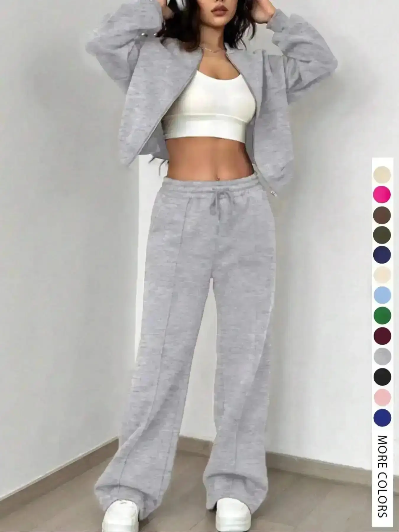 []Women's Casual Striped Long Sleeve Zipper Jacket and Pants Set, Airport Wear, Fitted Natural Waist, Ladies Clothes for All Seasons, vacation set, loungewear set, birthday outfit, club set, Ultra Soft, Cozy