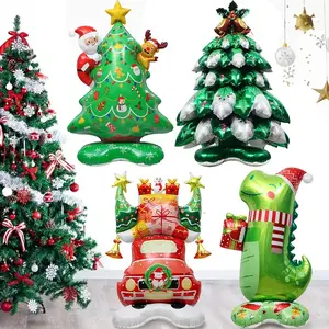 1PC Christmas Mylar Balloons 49 Inch Christmas Decoration Large Balloon Dinosaur Elk Christmas Tree Theme Aluminum Foil Balloons for Christmas Decoration Holiday Party Supplies