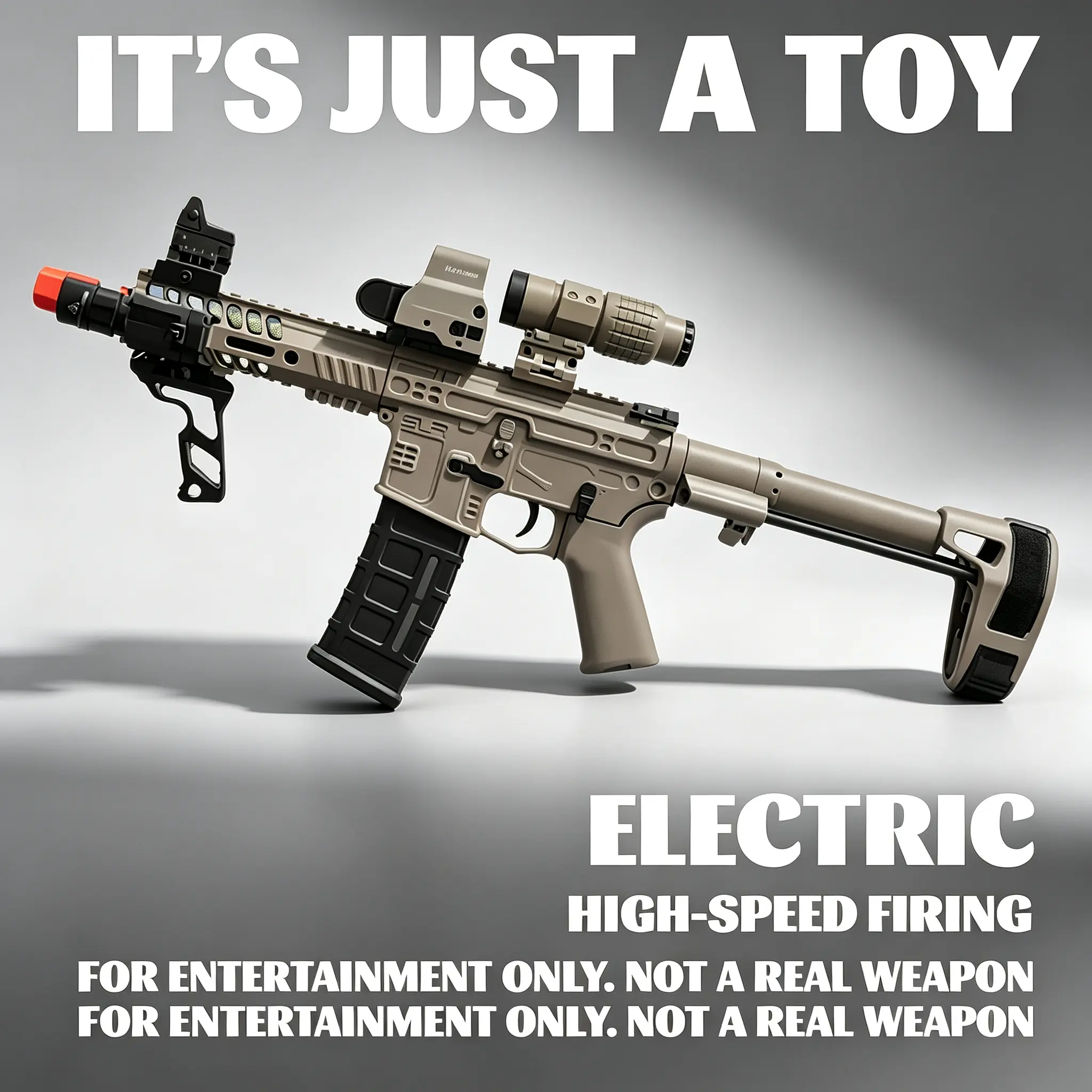 68.5cm Electric Soft Dart Toy Blaster for Teen Boys, Non-Removable Blaze Orange Muzzle, Motorized Pretend Play Shooting Toy, Ideal Birthday Holiday Gift, Outdoor Backyard Game with Magazine, Ages 14+