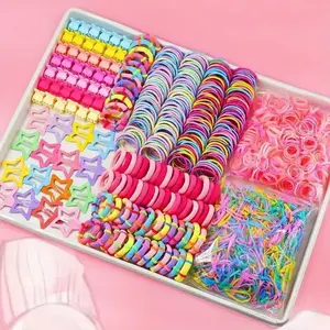 Rainbow Hair Tie Clip Set, Rubber Bands, 965 Pieces for Cute Hairstyles, Vibrant Colors, Perfect for Friday Festival, Single Pack Rat Tail Comb
