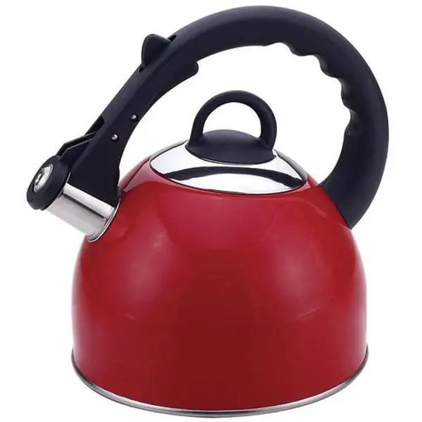 212 MAIN 2.5Qt Red Stainless Steel Camp Tea Kettle, Heat-Safe Steel Lid, Comfortable Handle, Easy-Clean Design, Sports & Outdoor Camping Hiking Camp Kitchen Essential, Easy Cleaning, Outdoor Camping Cooking, Heat-Safe Lid, One-Handed Grip