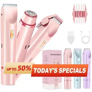 Wireless Electric Razor (Dual Head) Shaver, Rechargeable Bikini Trimmer, Multifunctional Body & Facial Hair Remover, Suitable for Men and Women, Cordless Body Shaver