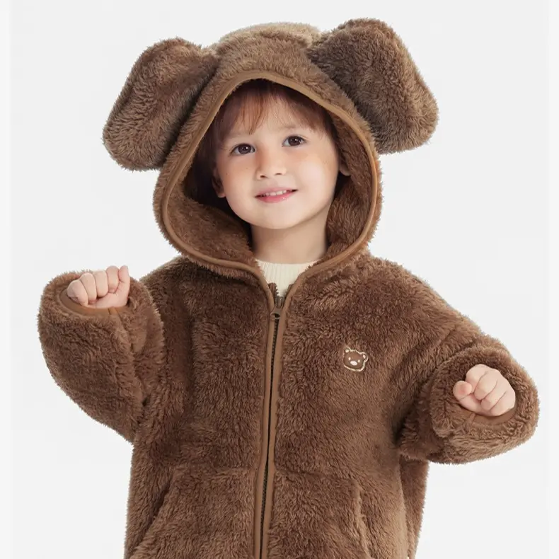 CICIIBEAR Toddler Fleece Jacket for Boys & Girls - Cute Animal Style with Hood and Ears, Plain, Warm & Machine Washable, Animals, Polyester, Long Sleeve, Fitted, Ears Detail, Hooded Fleece Jacket, Hooded Neck