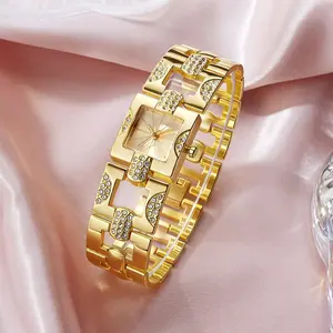 2026 Retro Square Watch for Women | Crystal-Encrusted Alloy Bracelet, Quartz Timepiece